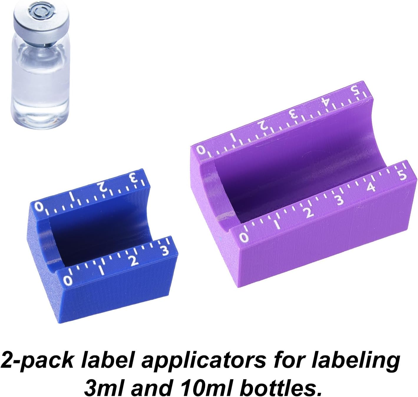 2pcs 3ml & 10ml Small Bottle Label Applicators, Manual Vial Label Applicator Bottles Labeling Application Easy Precise Sticker Alignment Tool for Lab Clinic DIY Organizing Home Storage (Blue, Purple) image 2