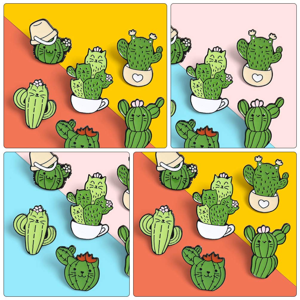 Jewelry Cat Cactus Brosche Set 6pcs gemischte Stil einfache Broschen für Partyfestival Casual Wear Jewelry