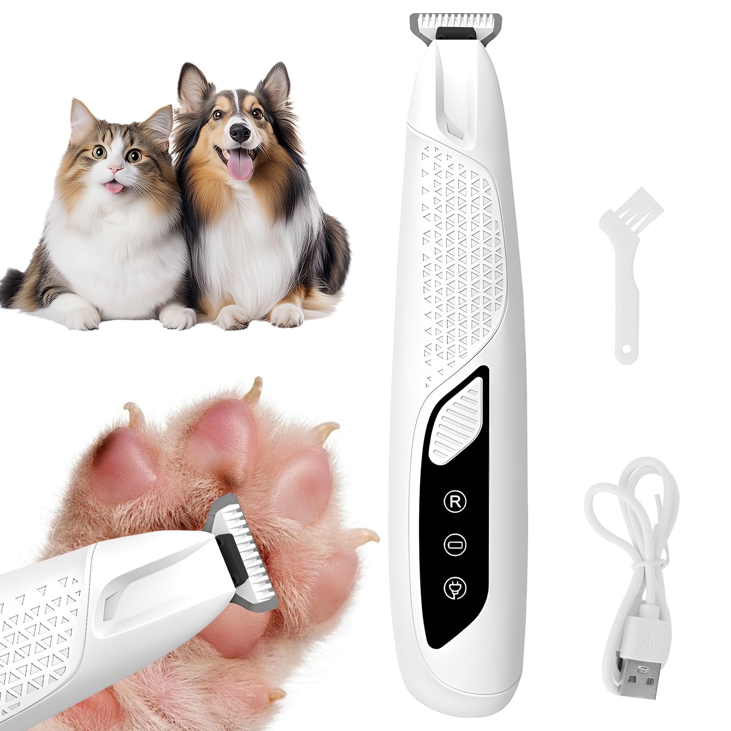 OWill Electric Dog Paw Trimmer, Waterproof Rechargeable Pet Paw Hair Trimmer with LED Light