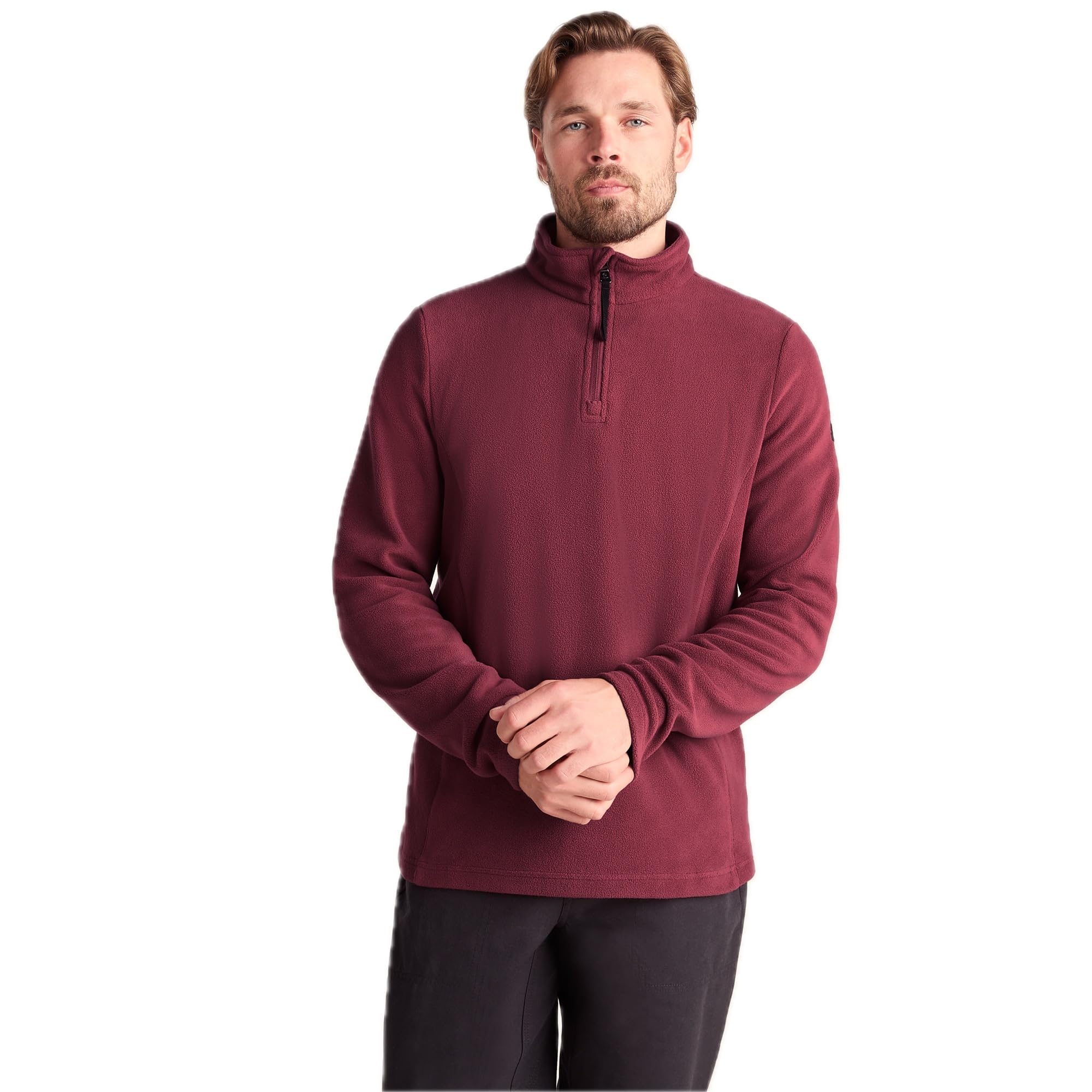 TOG24 Men's Fleece Jacket - Quarter Zip - Maroon - Size L