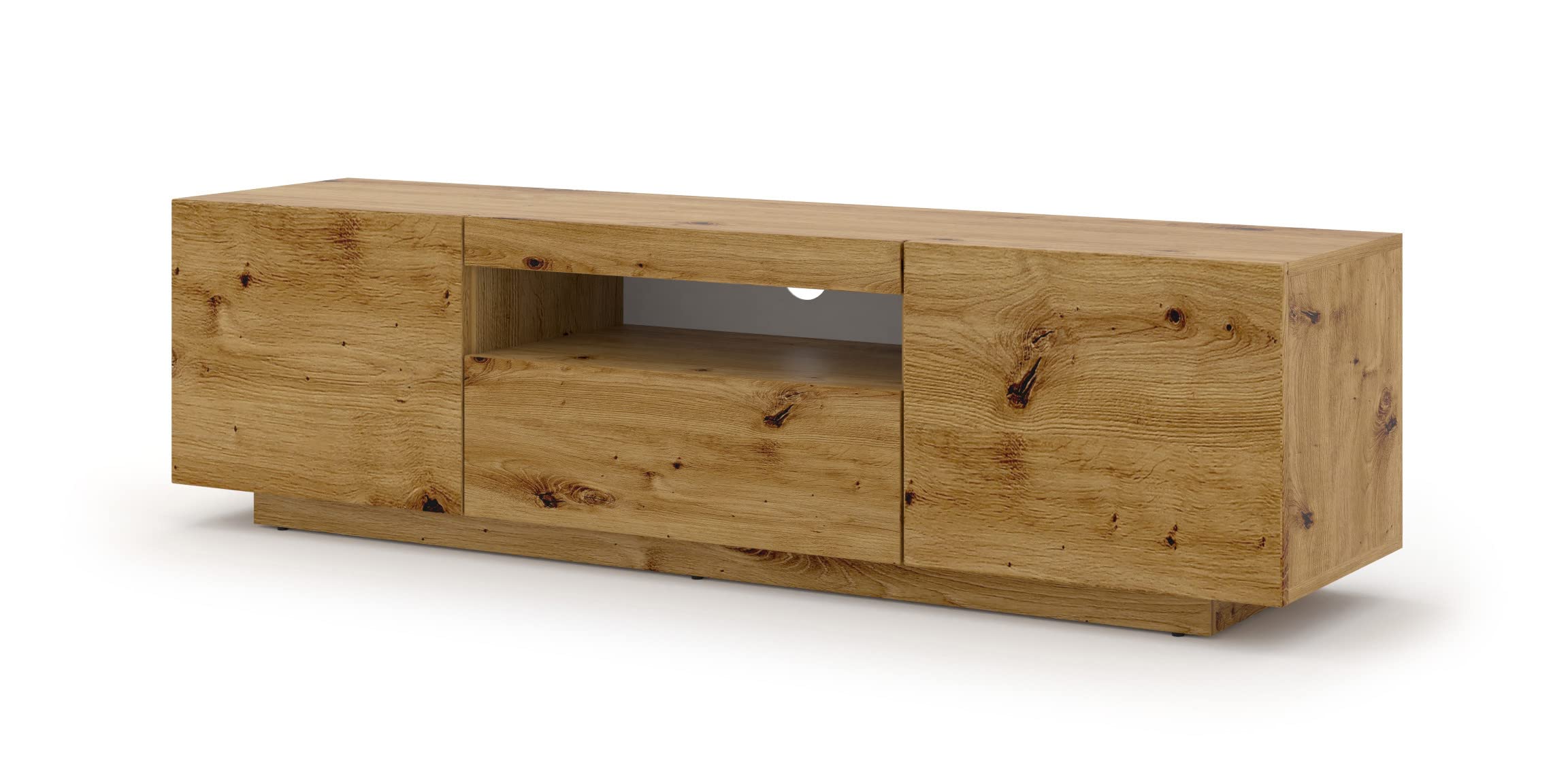 BIM Furniture Lowboard TV 150 cm - Universell Sideboard mit Laminierten Fronten und LED, Hängend oder stehend - Fernsehschrank HiFi Schrank fürs Wohnzimmer Artisan Eiche
