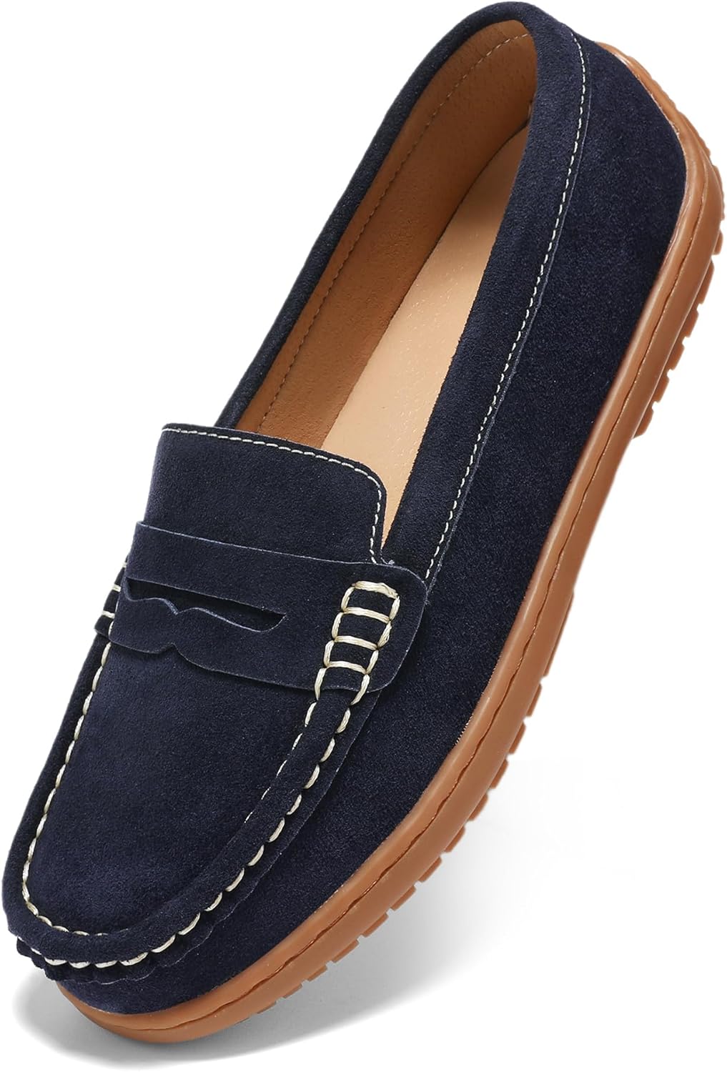 BEAUSEEN Women's Penny Loafers Slip-On - Lightweight Breathable Suede Driving Moccasins,Cute Business Casual Dress Shoes for Work & Travel