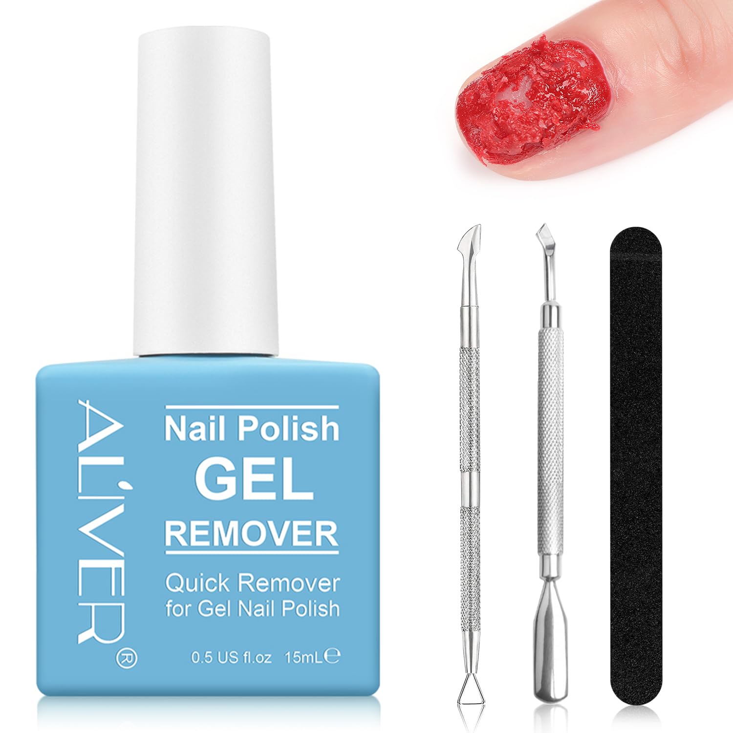 Magic Nagellackentferner Für Gelnägel, Gelnägel Entferner Shellac Remover, Nail Polish Remover, Entfernt Schnell und Einfach Gellack, Acryl Und shellack mit Nagelfeile, Hautschieber und Nagelschaber