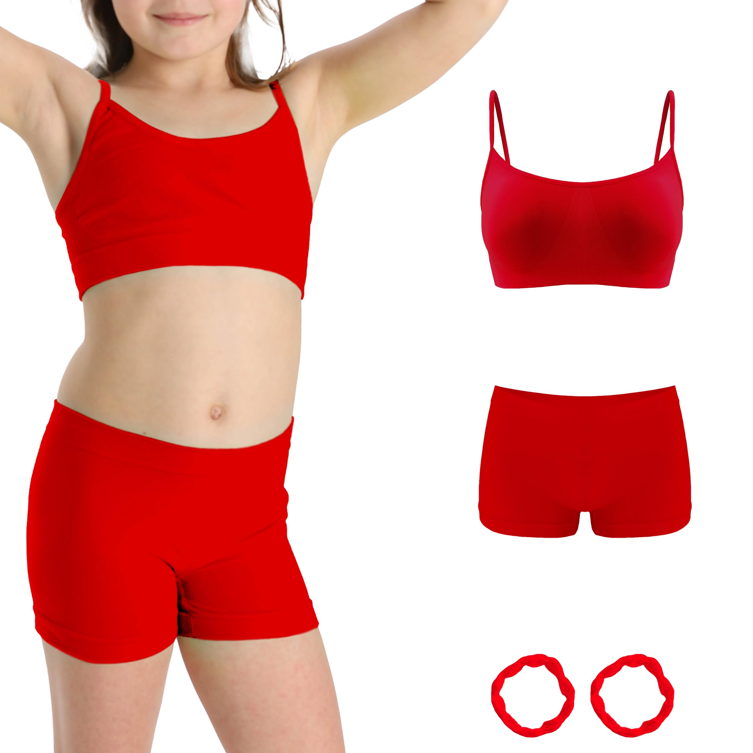 Risalti Girls Bra and Girls Pants Microfibre Set - Girls Bras and Girls Boxers Underwear, Girls Crop Tops and Girls Knickers, Girls Underwear Seamless, Colourful Bracelets Included - Made in Italy