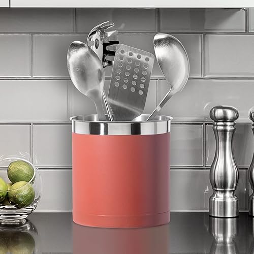 Vista 13 de OGGI Soporte para utensilios jumbo de acero inoxidable, organizador de utensilios de 7 pulgadas, base pesada para estabilidad, organizador