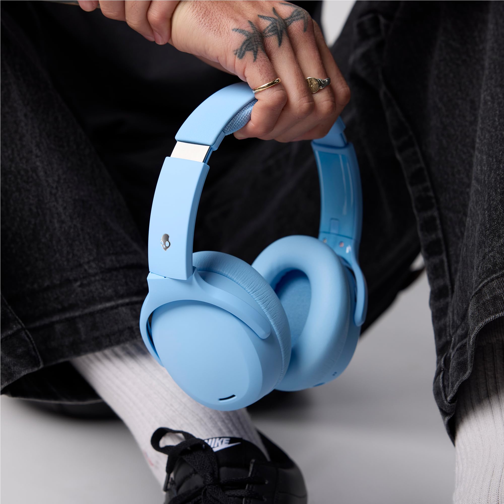 Skullcandy Crusher ANC 2 Wireless Bluetooth Over-Ear-Kopfhörer, Multisensorischem Bass, Active Noise Cancelling, 60 Stunden Akkulaufzeit - Hellblau