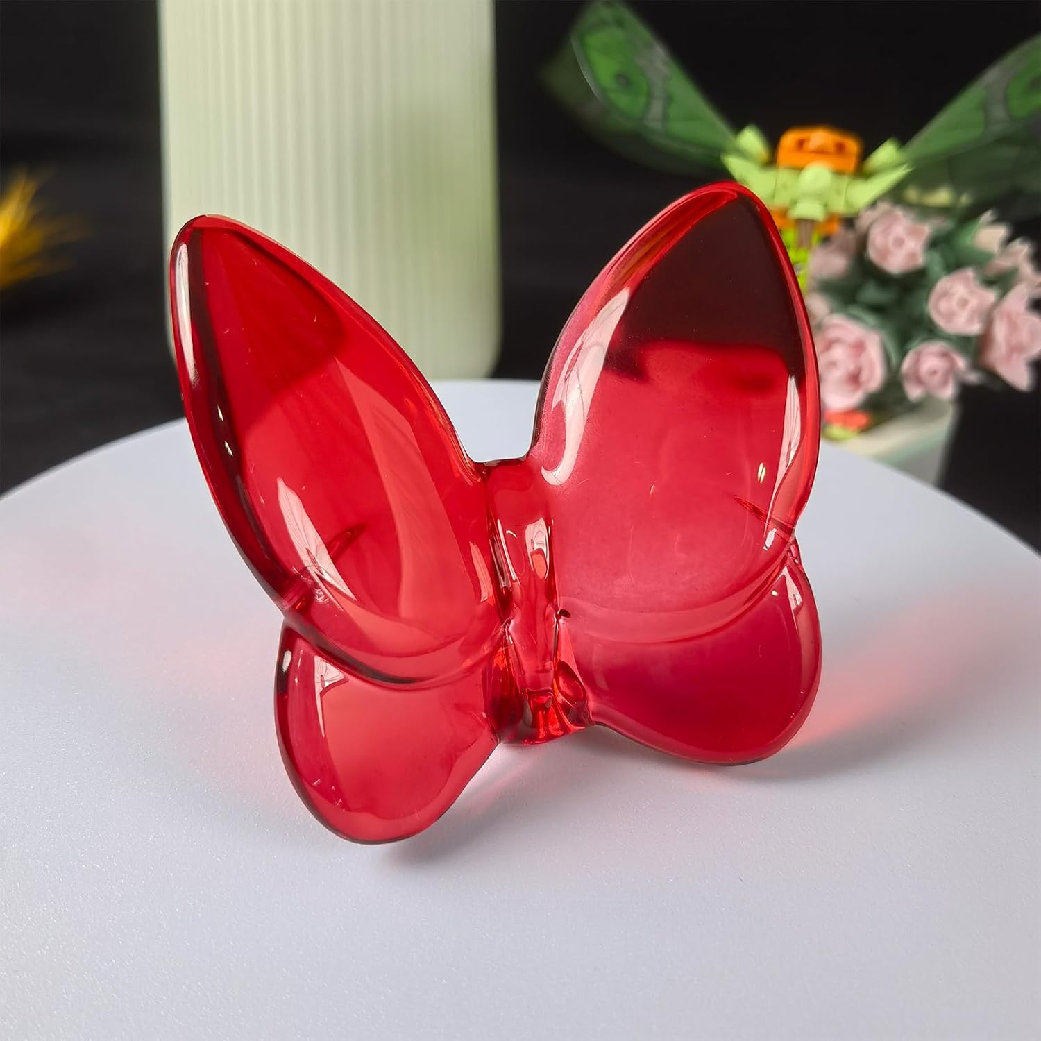 Butterfly Crystal Figurines, Glass Butterfly Ornament for Wedding Christmas Party Decor, Crystal Animal Collectible for Butterfly Enthusiasts and Collectors (Red 2pcs) image 4