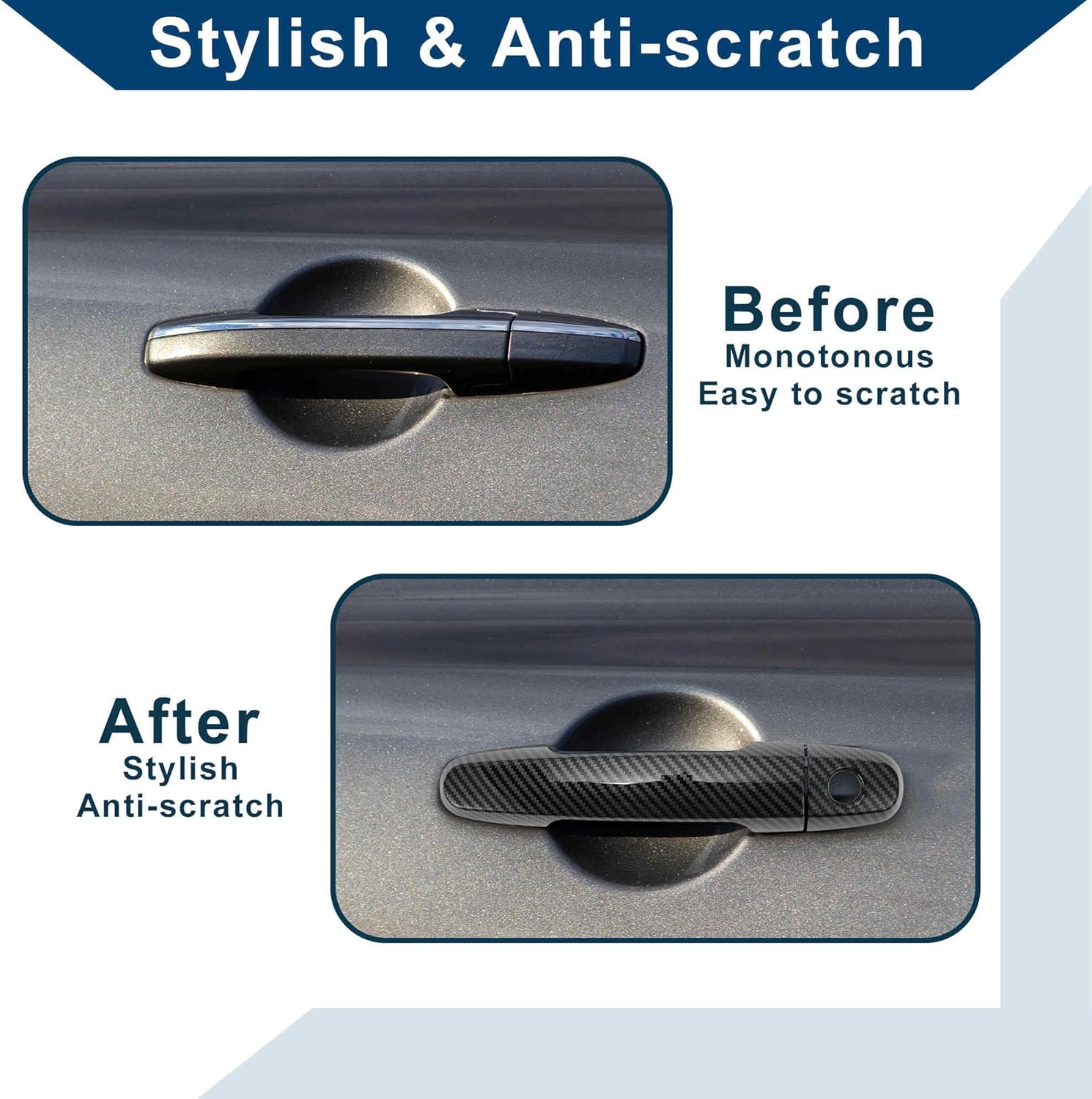 Car Door Handle Cover Trim for Toyota Corolla Sedan 2003-2010 |Side Door Handle Cover |Durable |1 Set Carbon Fiber Black