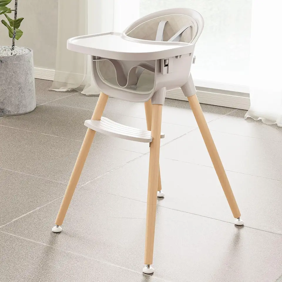 Fodoss 3-in-1 Wooden High Chair for Babies and...