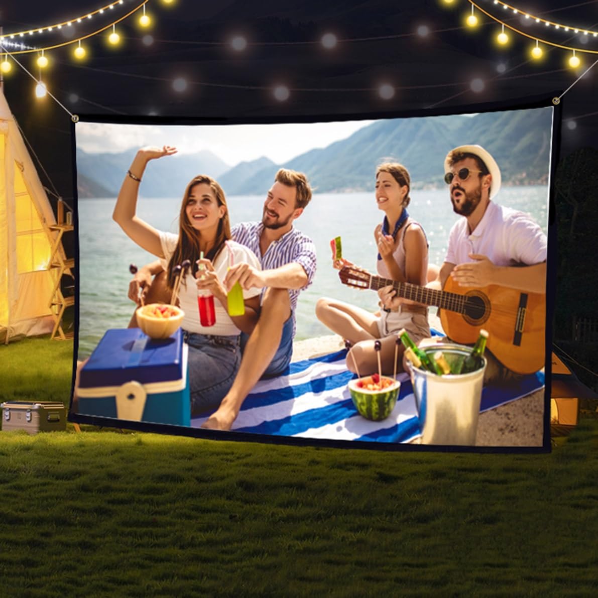 Écran de Projection Extérieur 60-250 Pouces, Pliable et Lavable, Portable, Idéal pour Le Home Cinéma, Le Camping et Les Voyages(72inch(146x110cm))