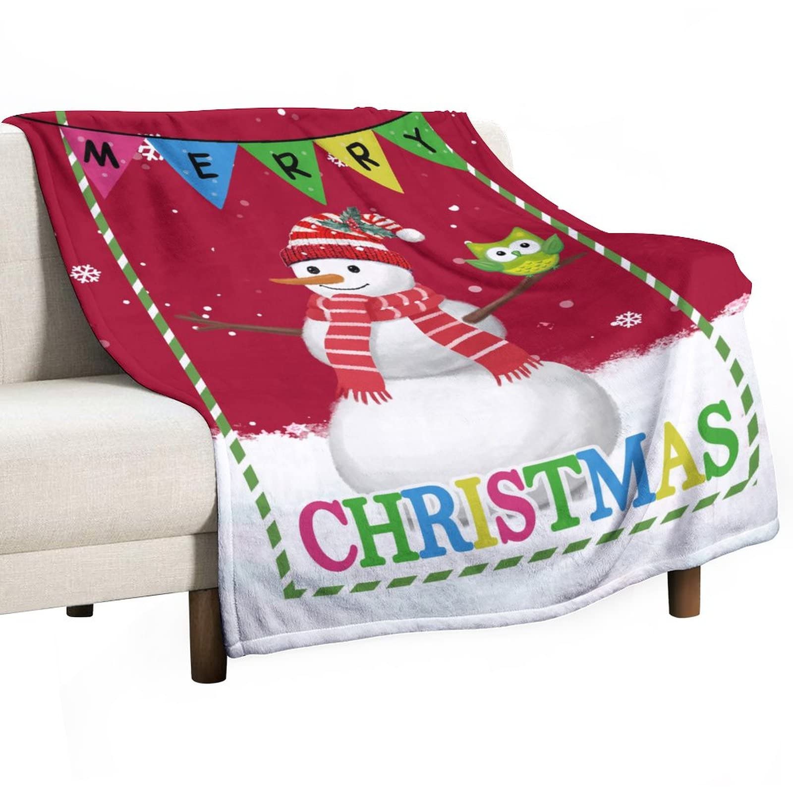 Couverture bonhomme de neige duveteuse et chaude plaid double face