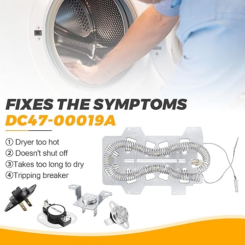 Miniatura 5 de 【Actualizado】Elemento calefactor de secadora DC47-00019A para Samsung dv40j3000ew/a2 dv42h5000ew/a3 dv42h5200ep/a3 dv42h5200ew/a3 dv45h7000ew/a2