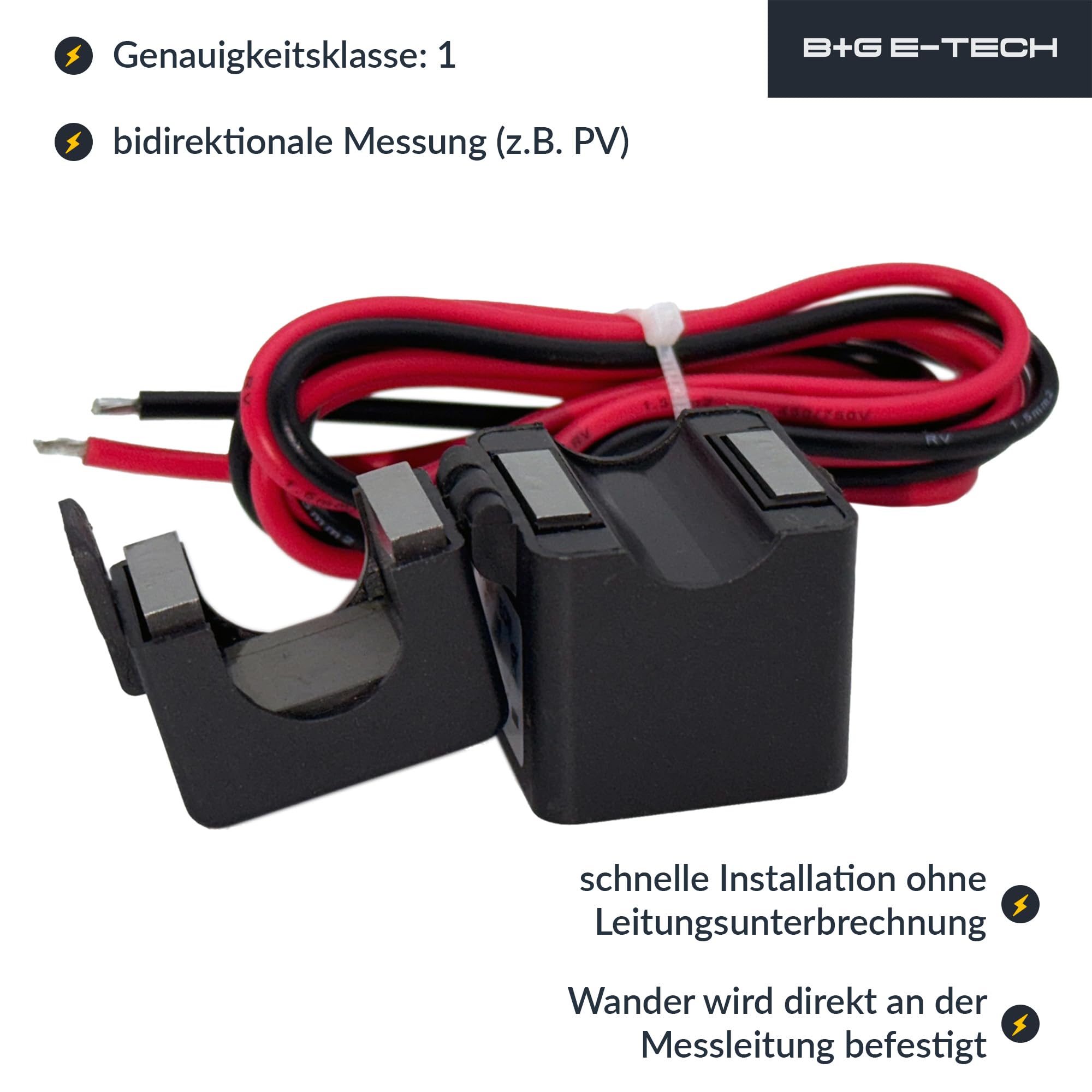 Stromwandler [SCT-Serie] – Split-Core Stromsensor für präzise Lastmessung – Klappwandler für Stromzähler & PV-Wechselrichter – Effiziente Leistungsmessung & einfache Installation (SCT-T24 100/5A)