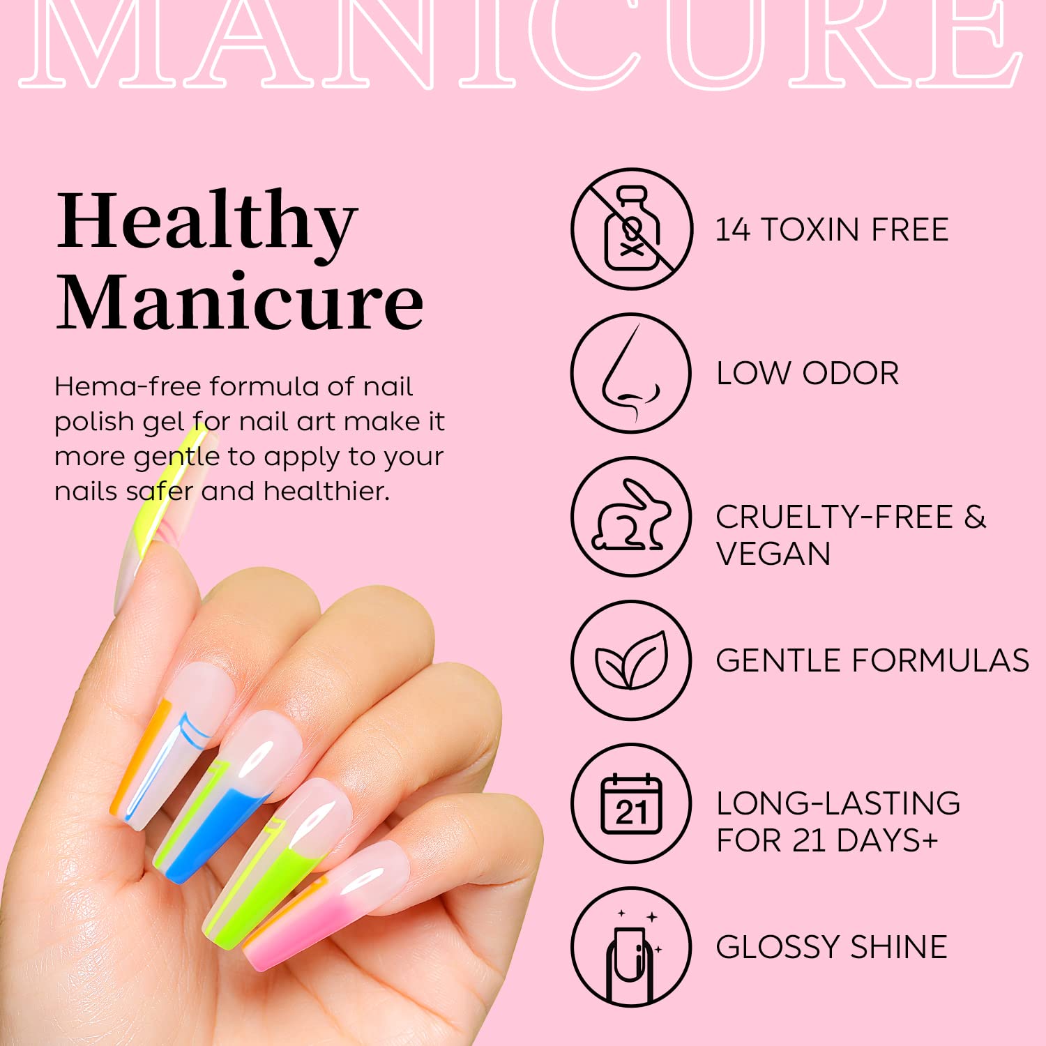 AIMEILI Neon Gel Nail Polish Set, Hema Free, Cruelty Free, Vegan, Summer Nails Orange Hot Pink Blue Yellow Green Purple Gel 12 Colors Kit Set 23