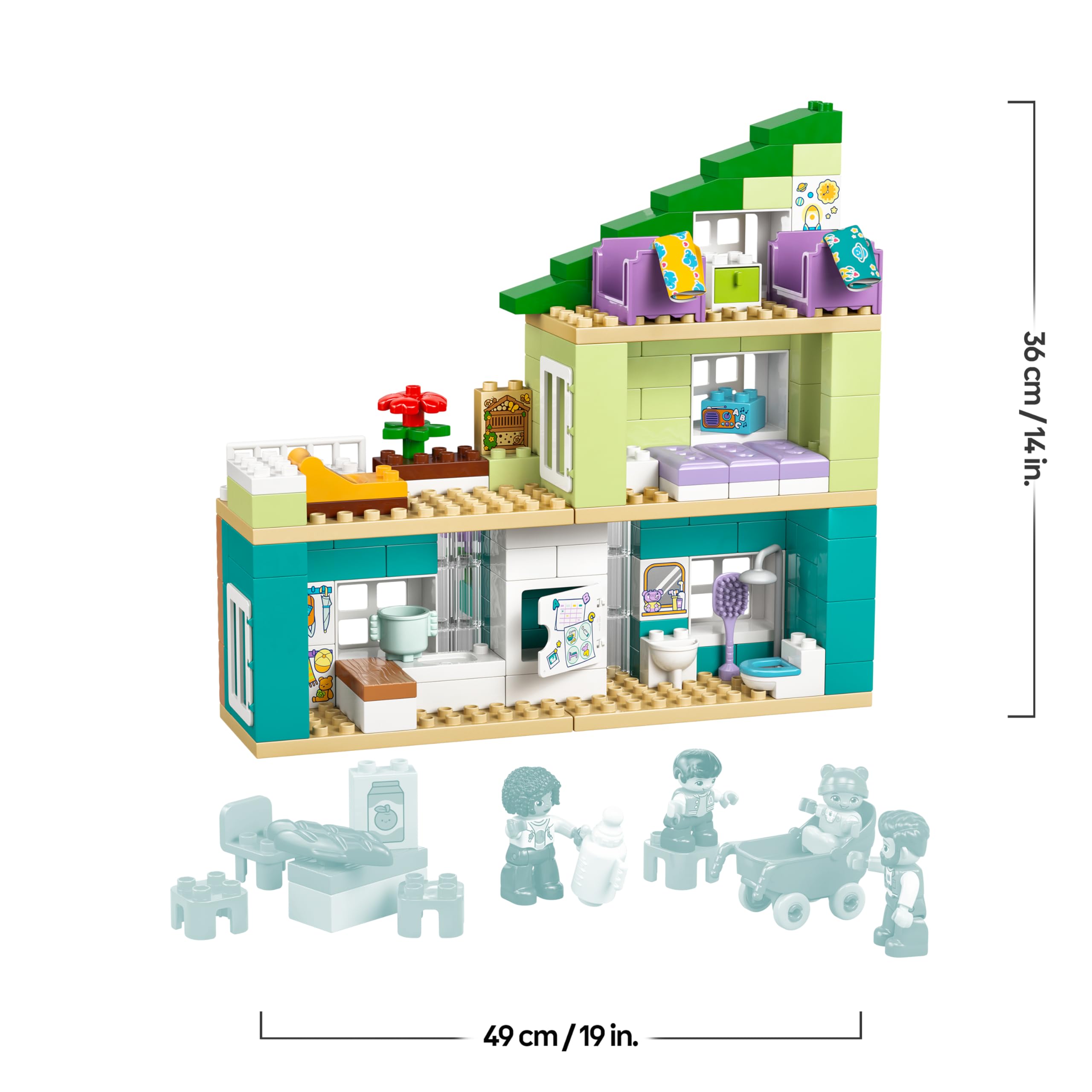 LEGO Duplo Casa Familiar Moderna “3en1” con Figuras - Juego Educativo para la Motricidad Fina - Juguete Montessori Interactivo con Casa de Muñecas - Regalo para Niñas y Niños de 2+ Años - 10470