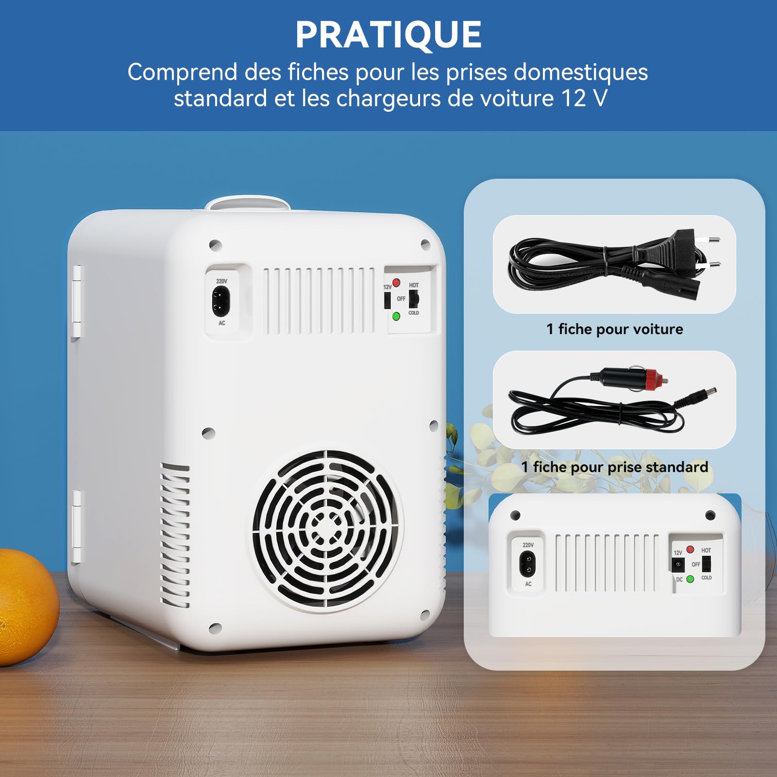 YU YUSING Mini Frigo Cosmetique 8L avec Miroir LED, Mini Réfrigérateurs Portable, Petit Frigo de Chambre 12V/220V avec Fonction Chaud/Froid, Miroir de Maquillage Led pour voitures, Blanc