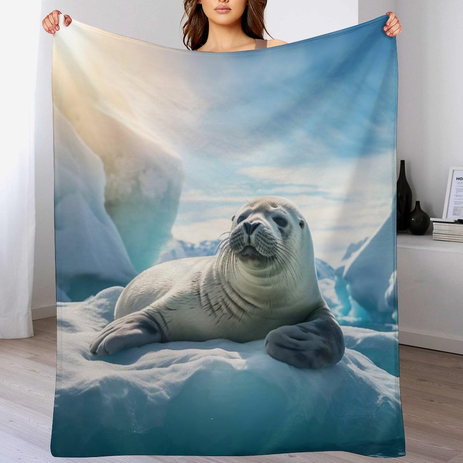 Couverture douce phoque contre le froid pour canapé et lit 130x180