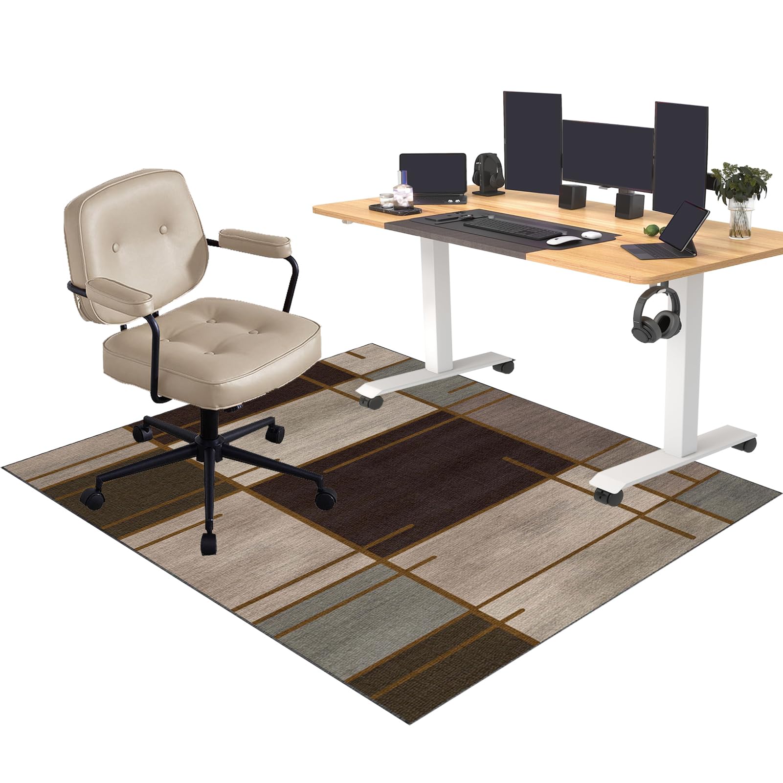CCTSA 120 x 160 cm Office Chair Mat for Carpeted and Hardwood Floor, Gaming Chair Mat, Carpet Protector Chair Mat Non-Slip, Multi-Purpose Computer Desk Chair Mat Large, Floor Protector Mat for Carpet