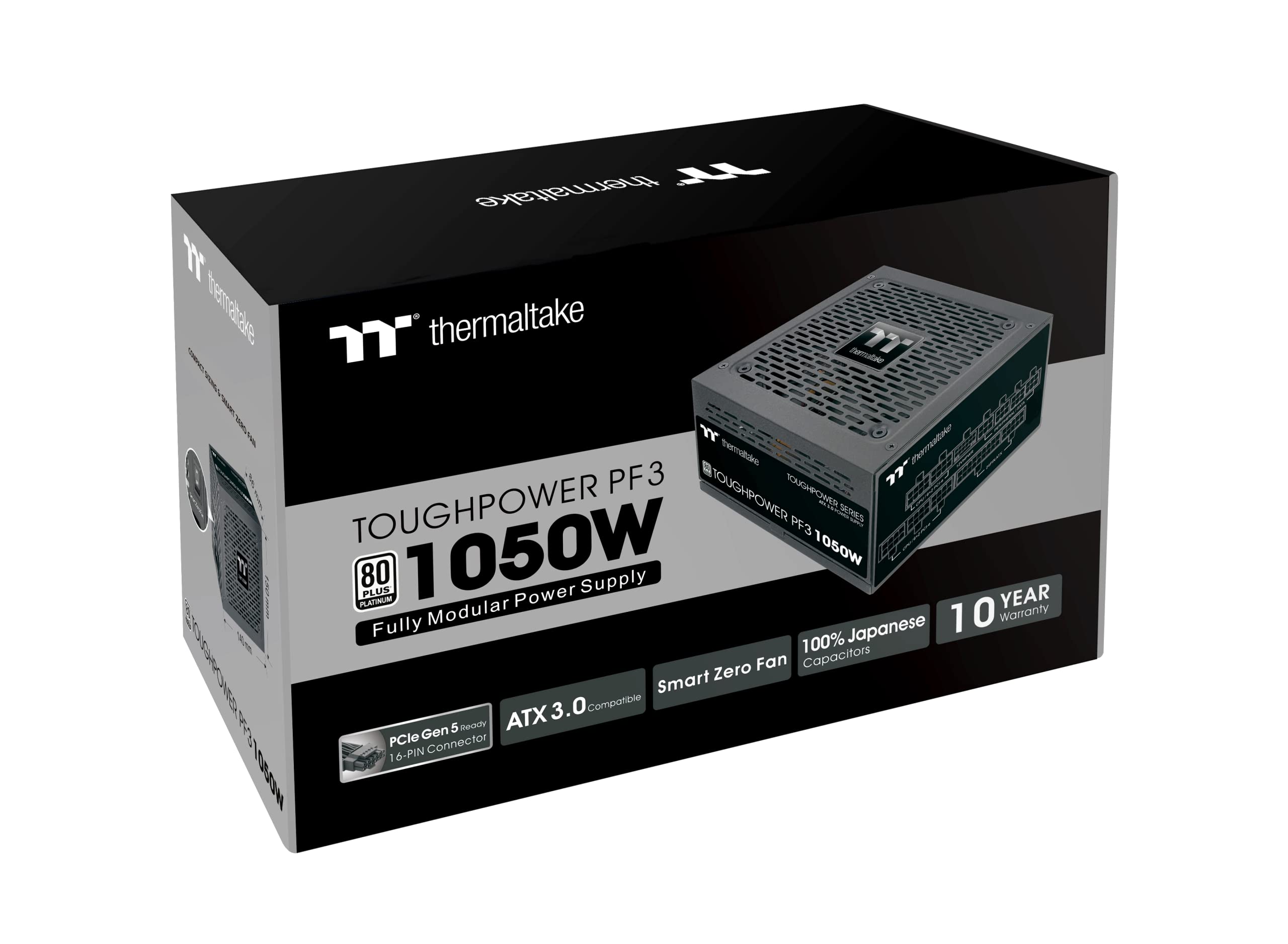 Thermaltake Toughpower PF3 1050W Gen 5 | ATX 3.0 | PCIe Gen 5 ready | Smart Zero Fan | 80 Plus Platinum | Fully Modular