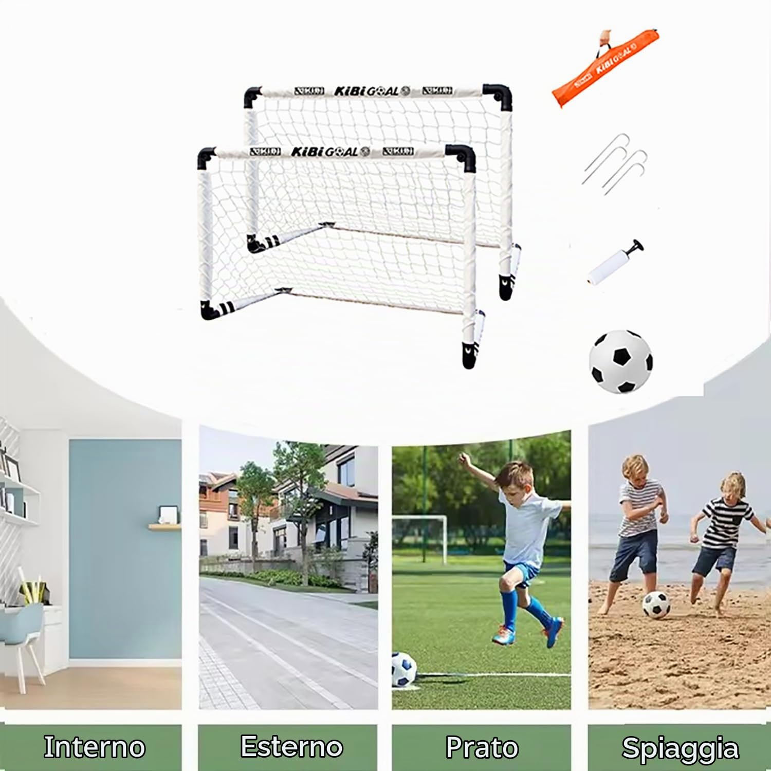NEWFUN Porta da Calcio da Giardino, 90x60 CM Porte da Calcio per Bambini da Giardino, Pieghevoli e Ffacili da Riporre, Adatte per uso Interno ed Esterno - 2PCS