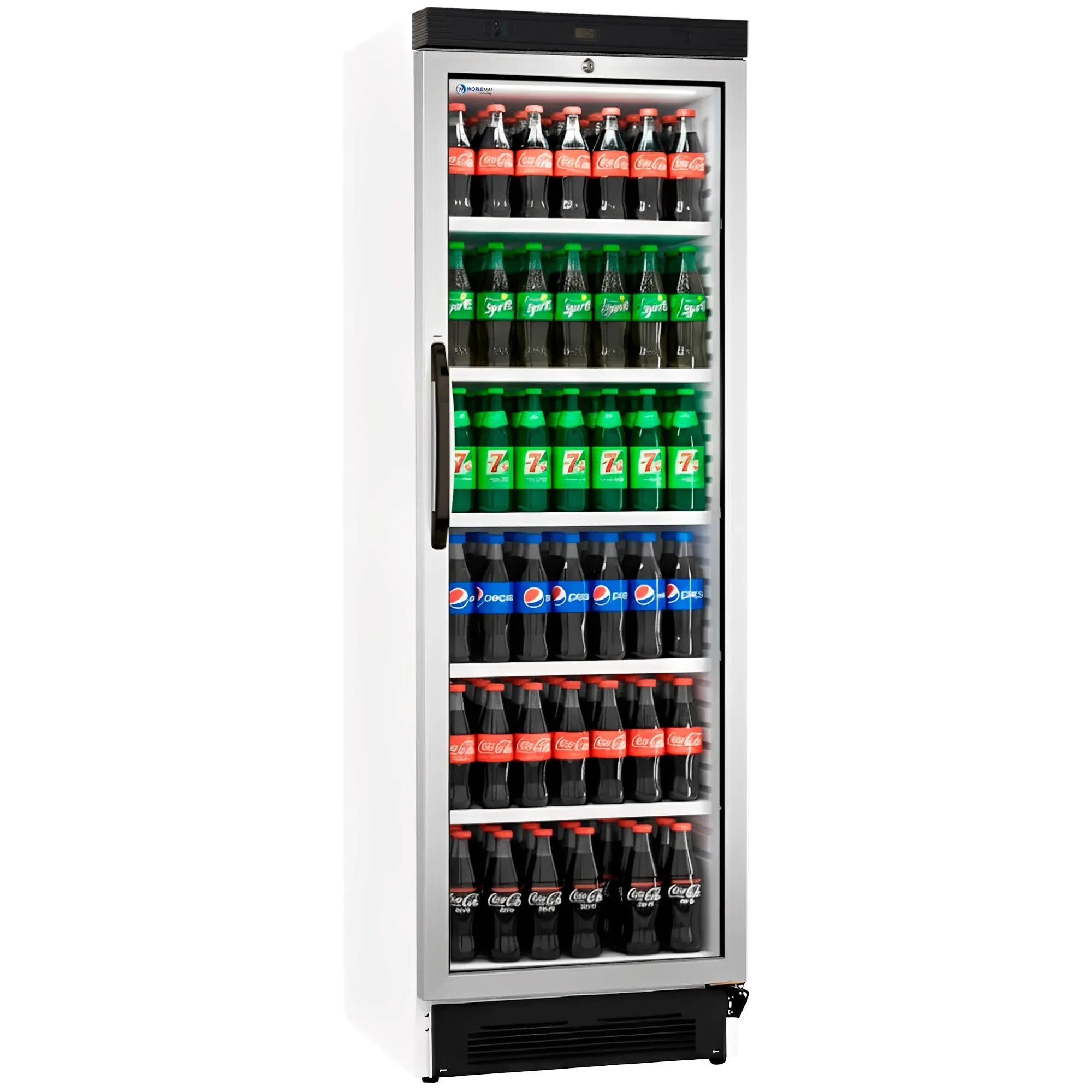 MBH - Nevera expositora vertical profesional blanca con puerta de cristal para hostelería. Frigorífico expositor botellero industrial para bebidas.