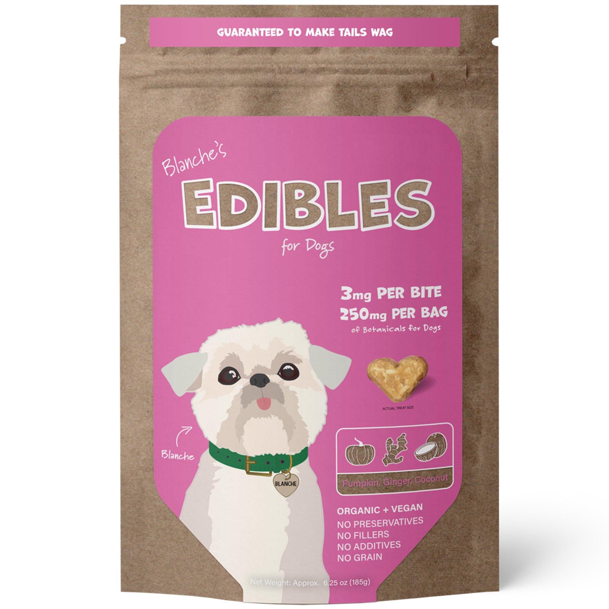 Blanche - 42 Dog Calming Treats - Stress & Relaxation Support - Natural Vegan Hemp Calming Chews for Dogs with Coconut Oil