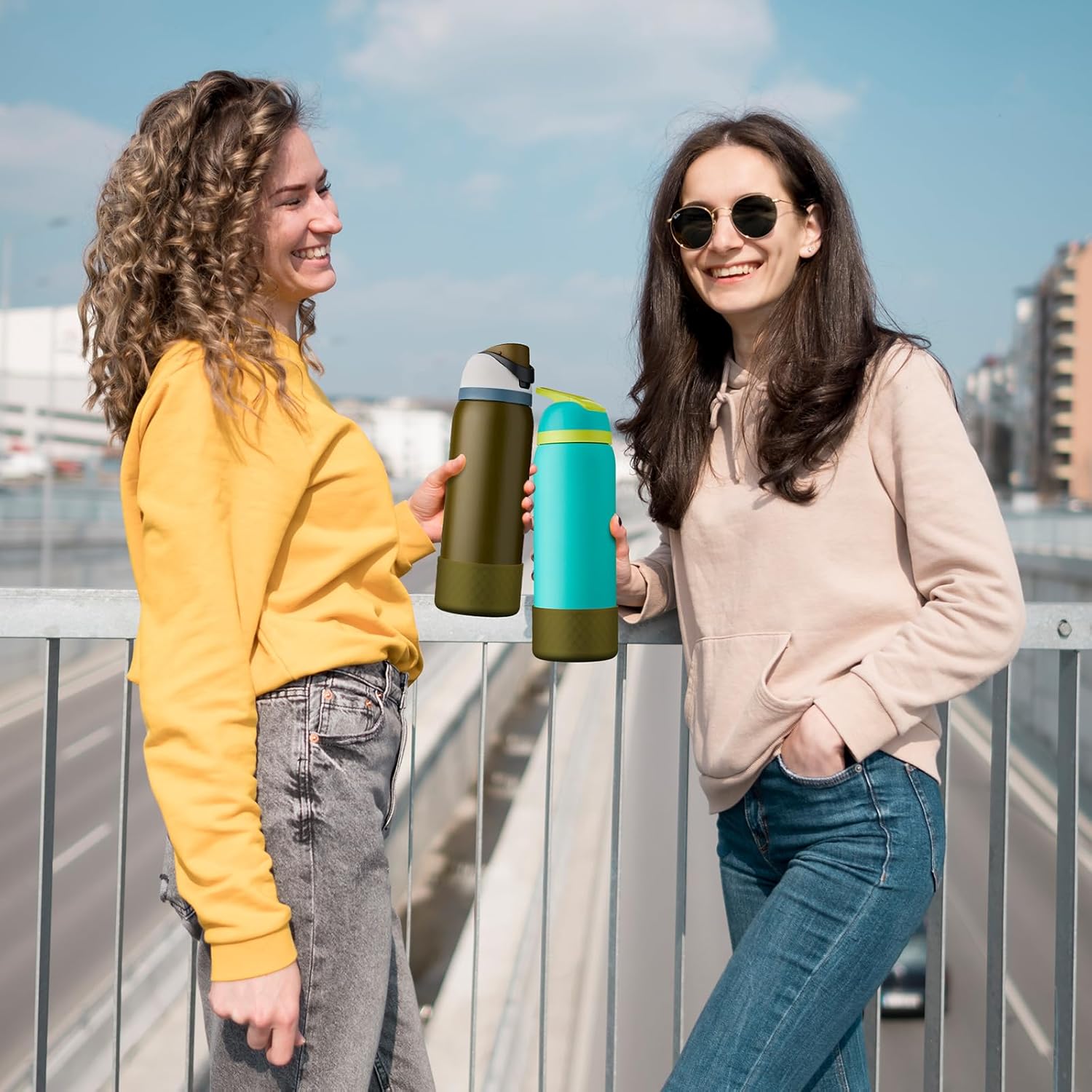 yoelike Grid Silicone Boot for Owala Water Bottle, Anti-Slip Protective Sleeve for FreeSip/Twist/Flip, Bottom Bumper Cover for Watter Bottle Accessories - Image 5