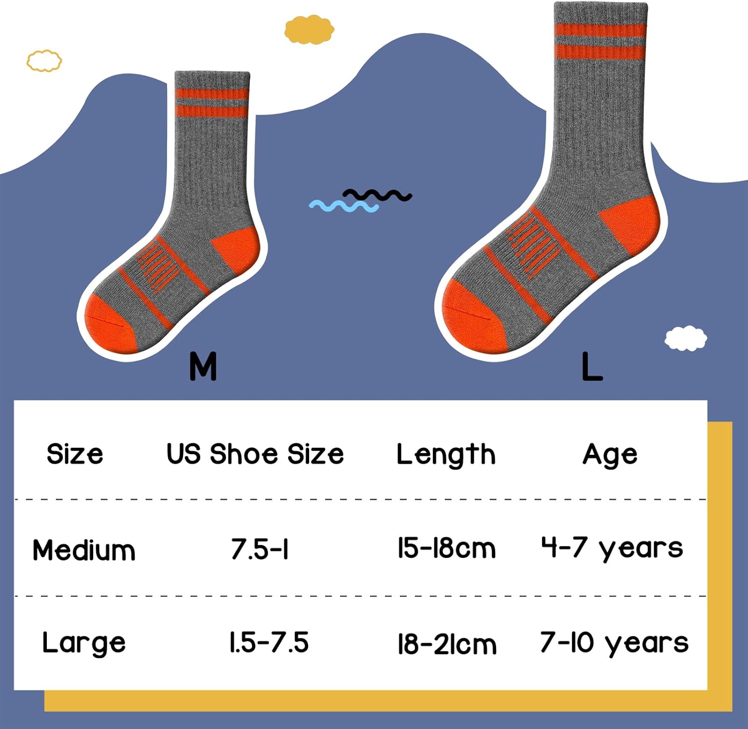 Comfoex Boys Crew Socks Athletic Half Cushioned Calf Socks For Big Little Kids 4-10 Years Old 6 Pairs - Image 4