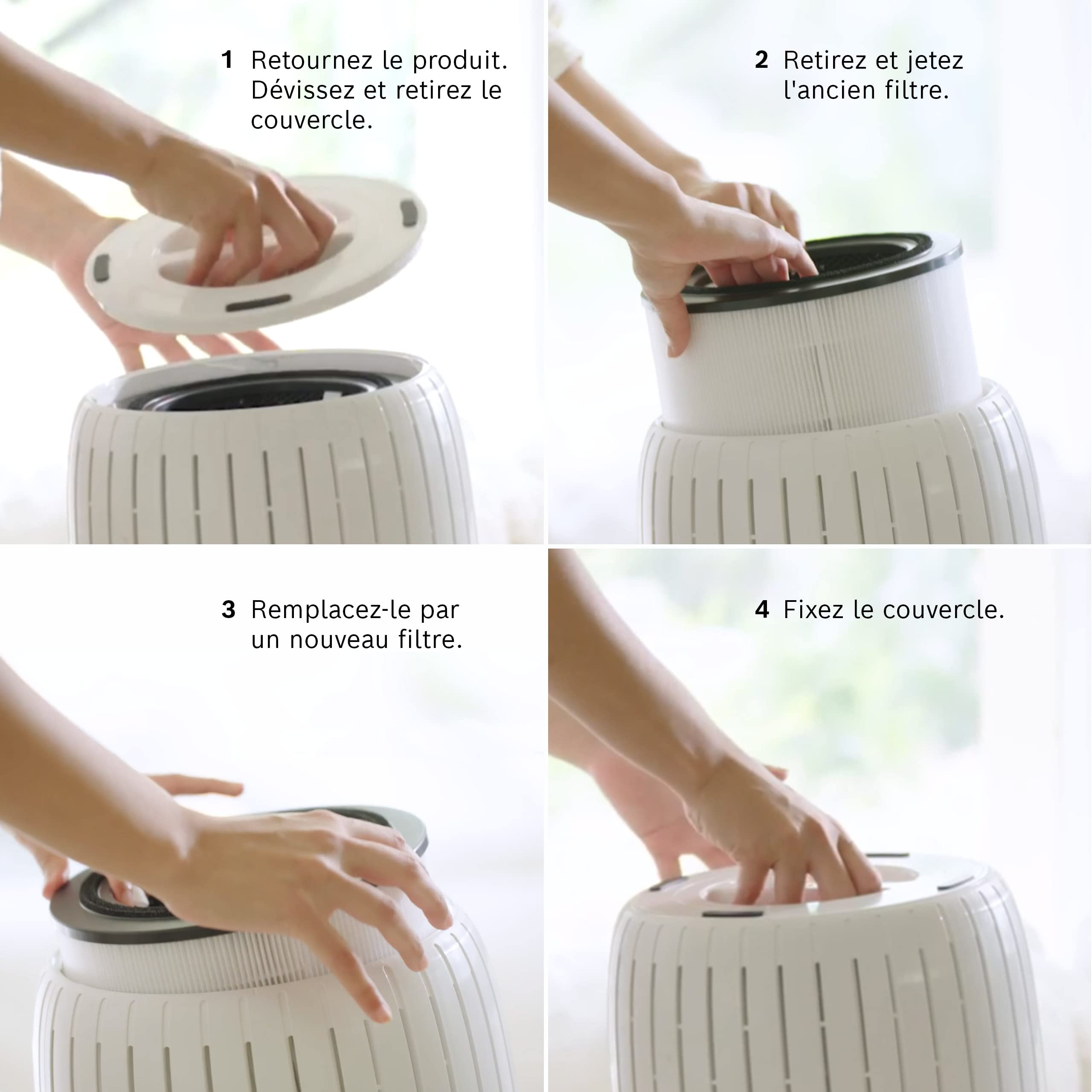 Bosch Original Air 4000(i) Filter, Luftreiniger | Filtre 3-en-1 avec couche HEPA & filtre à charbon actif, Contre polluants, virus, bactéries, pollens, poils, poussière, etc.
