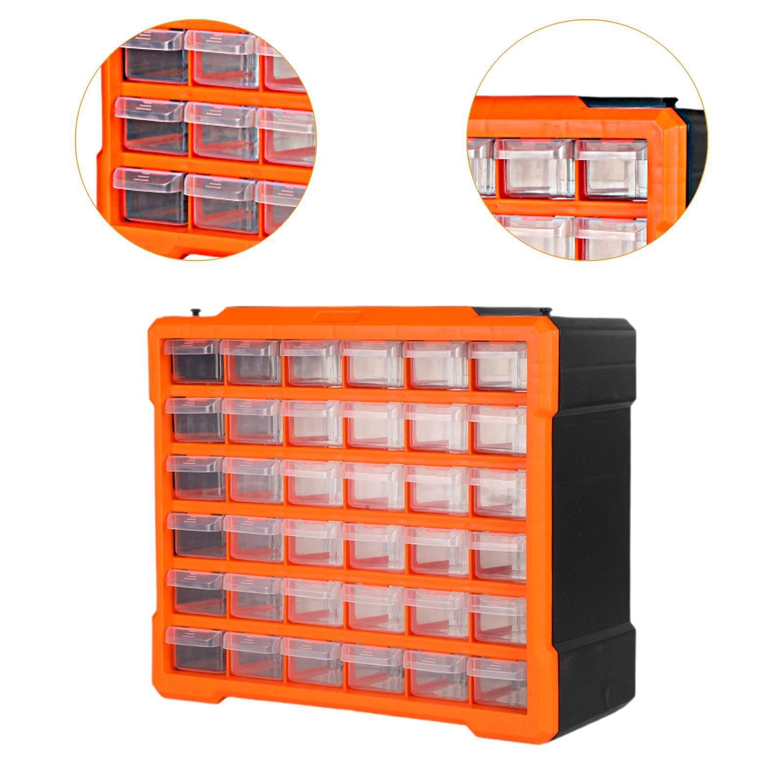 Organizador de tornillos de diseño inteligente con 36 cajones y compartimento de almacenamiento dividido para organizar piezas, accesorios, caja de