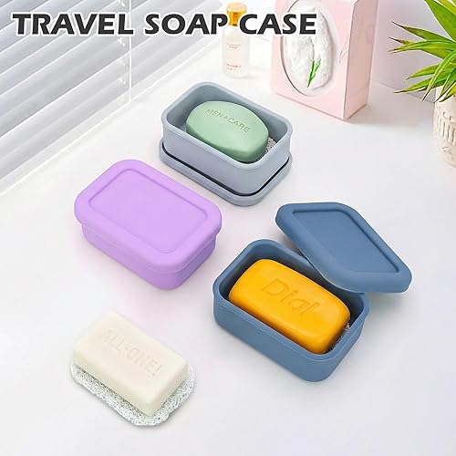 Miniatura 2 de Estuche de jabón de viaje de silicona a prueba de fugas con capa de drenaje, contenedor de jabón portátil compacto, soporte de jabón inastillable