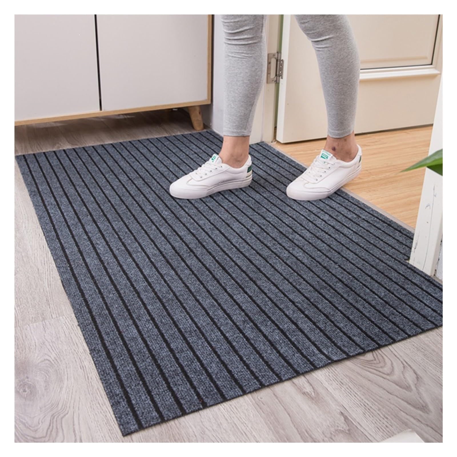 Felpudo entrada casa antideslizante y absorbente con base de TPE de secado rápido, gris