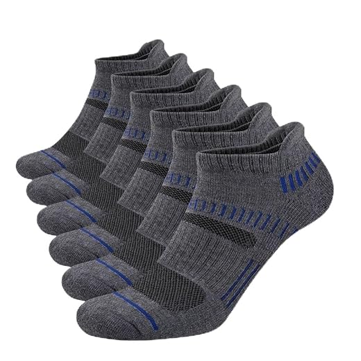 Pacote com 3 meias atléticas masculinas de cano baixo, acolchoadas com suporte de arco e design respirável