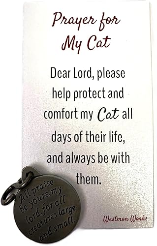 Miniatura 2 de Westmon Works Colgante de collar con medalla de San Francisco para gatos con tarjeta de oración para mascotas, Base, No es una piedra preciosa