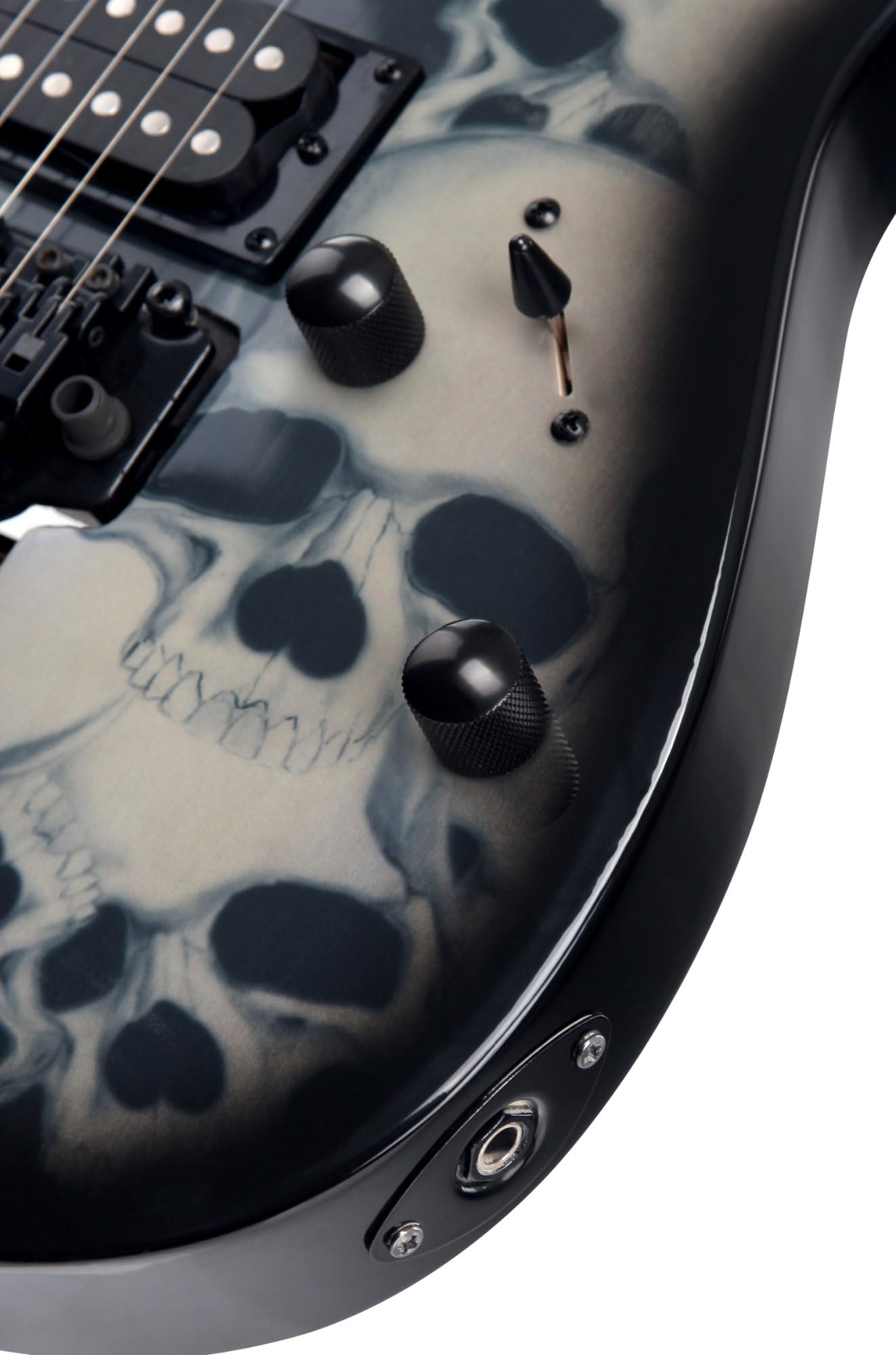 Rocktile Pro JK150-BSK Chitarra Elettrica Set Skull, Modello: Pro JK150-BSK | Serie: Rocktile Pro, Numero di corde: 6, Peso: ca. 3, 2 kg, Orientamento: Destrorso, Forma corpo: ST-Style, Corpo: Tiglio