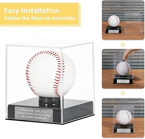 Miniatura 4 de Estuche de exhibición de béisbol, estuche de soporte de béisbol con grabado, recuerda tu béisbol especial, caja de almacenamiento de béisbol