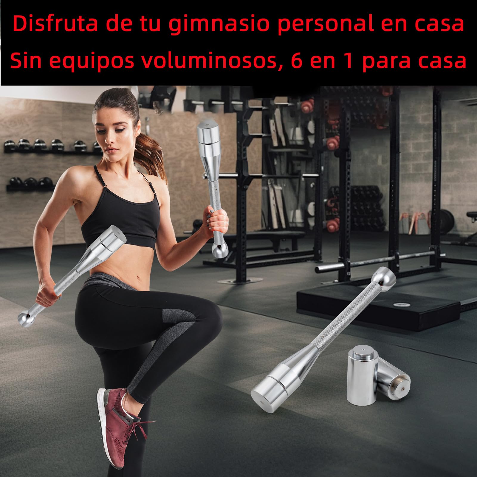 Verstellbare Keule 3-8 kg, 6-in-1 Multifunktionaler Trainingsstab/Kurzhantel für Home Gym, Platzsparende Hantelstange für Krafttraining, Muskelaufbau & Rehabilitation für Anfänger und Profis