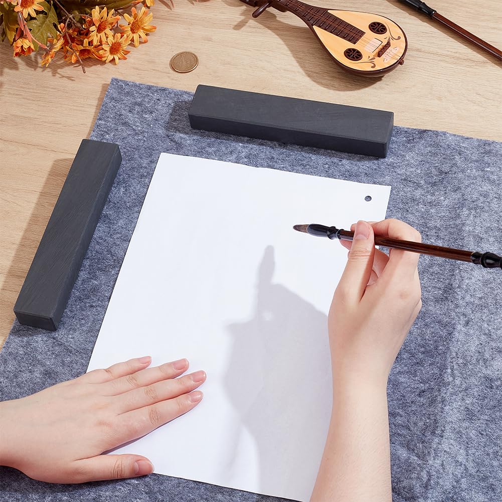 PH PandaHall Kalligrafie Papier Gewichten, 1 Paar Chinese Kalligrafie Presse -papier Zwarte Rechthoek Edelsteen Presse-papier Tool voor Kalligrafie Schilderen Schrijven Tekening Beginners Professionele
