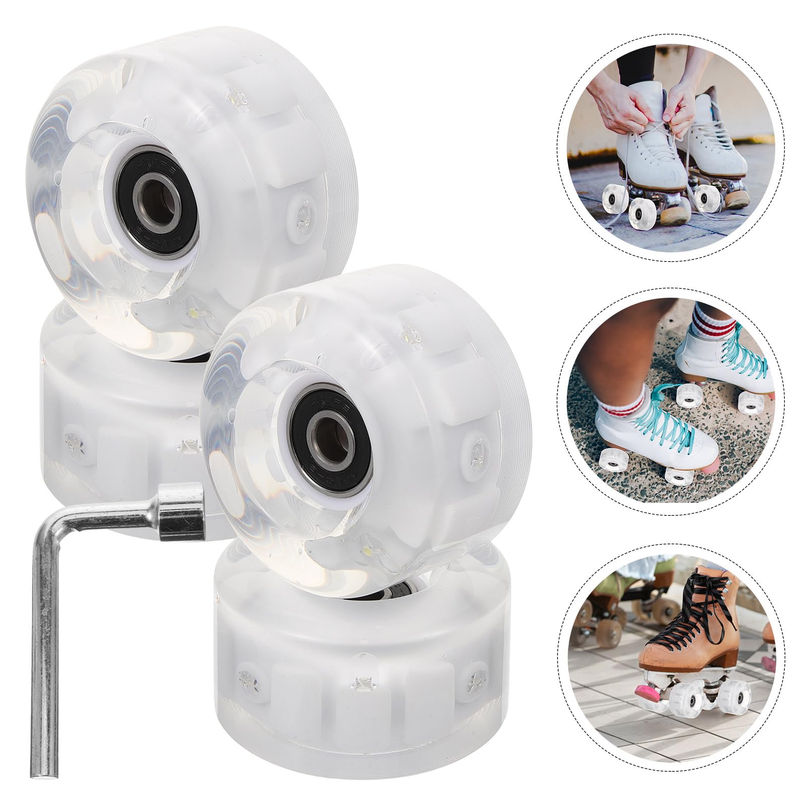 GARVALON Ruedas de Patines Iluminadas de Pu Resistentes al Desgaste, 4 Unidades Luz Intermitente, para Exterior y Uso en Asfalto, Ruedas para Patinaje en Línea y Espacio Urbano