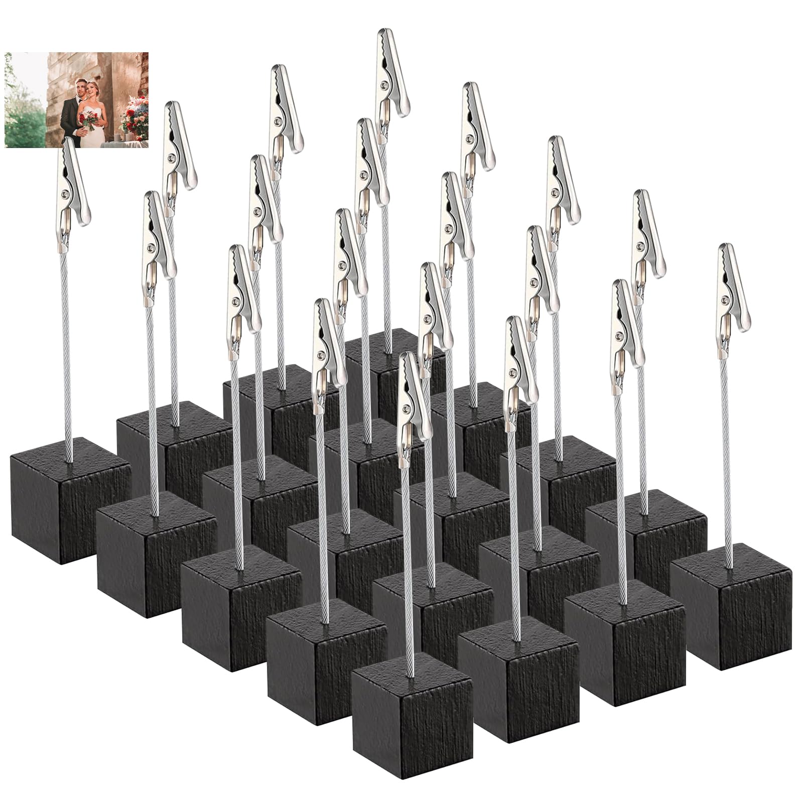 20 Supports Photo Avec Pince Crocodile - Base En Pin, Pour Bureau, Mariage, Décoration | Porte-photos, Porte-memos