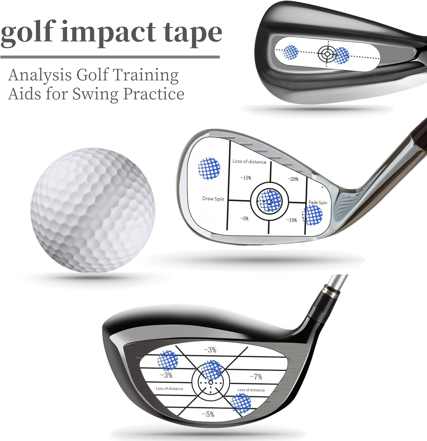 Golf Impact Tape Labels 180 PCS Golf Impact Stickers for Swing Training Improve Golf Swing Accuracy Distance Sticky Golf Pro Club Sweet Spot Consistency Analysis thumbnail