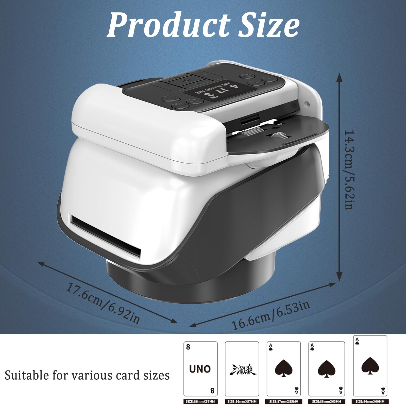 Repartidor y Barajador 2 en 1 Repartidor Automático de Cartas Mezclador Automático de Cartas Giro 360° para 1-3 Barajas,2-12 Jugadores Silencioso,Póker, Blackjack,UNO, Texas Hold'em