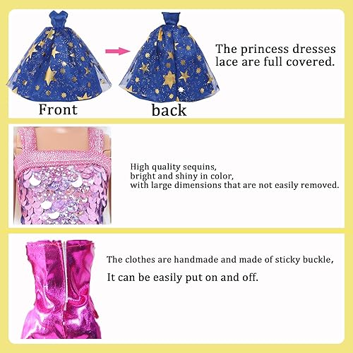 Miniatura 7 de 60 piezas de ropa y accesorios para muñecas, vestidos de boda, tops diarios, pantalones, trajes de baño, bikini, 10 minivestidos, faldas, perchas