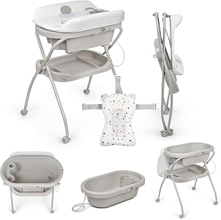 Ms Bubble + Reducer - Ergonomic baby bath tub with legs and changing table, padded waterproof with compact closure, organizer, 4 wheels with brakes.