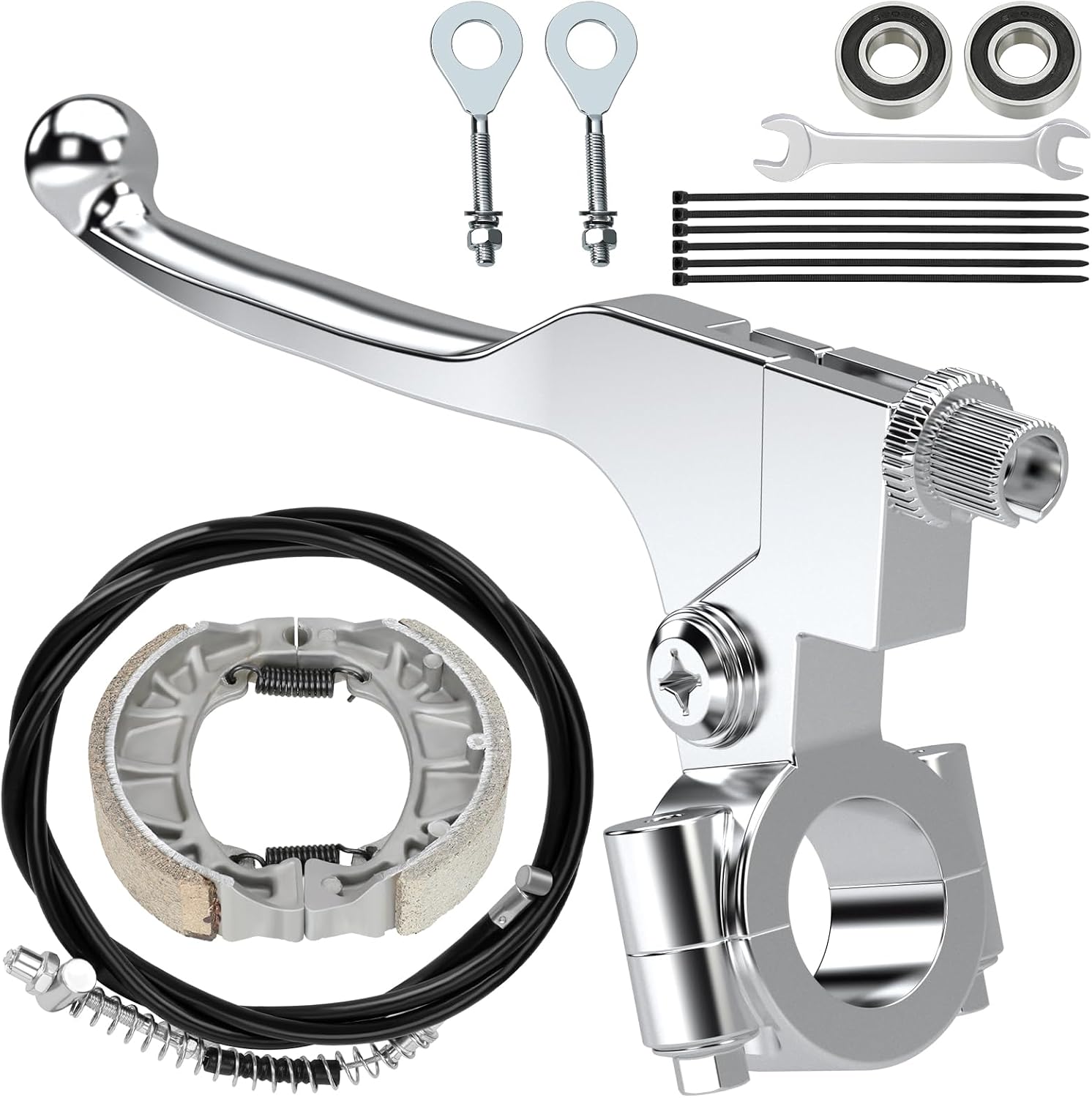 Mini Bike Drum Brakes Kit Replacement for Coleman CT200U BT200X Baja Warrior Massimo MB165 MB200 Predator 212cc 196cc Engine Minibike Accessories Parts 7/8 Handle Lever 105mm Brake Shoes Black