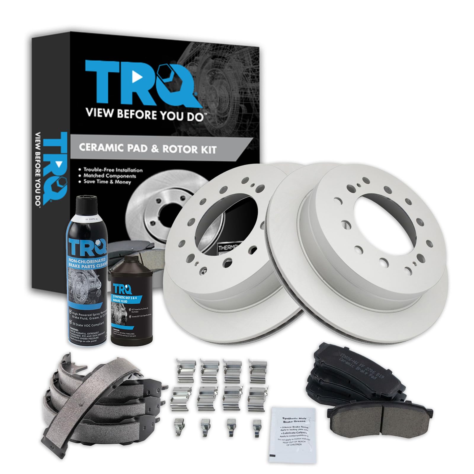 TRQ Rear Brake Pad &amp; Rotor Kit Compatible with 2003-2009 Lexus 2001-2009 Toyota