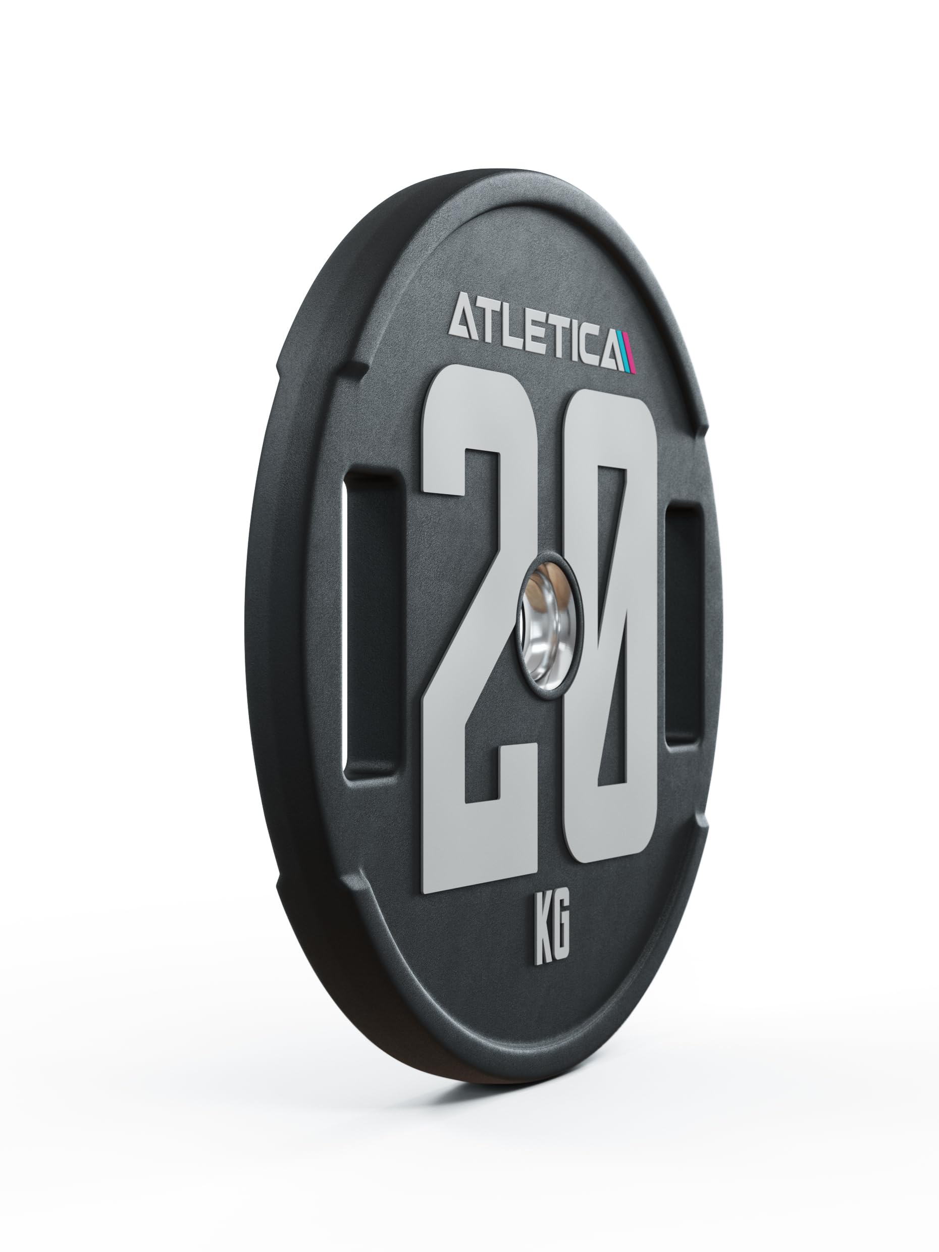 ATLETICA 2H Gripper Plates Pro | Par de discos de pesas de 50 mm | Revestimiento de CPU amortiguador de alta calidad | Núcleo de acero mecanizado CNC | Tolerancia de peso < 1% | Anillo de acero