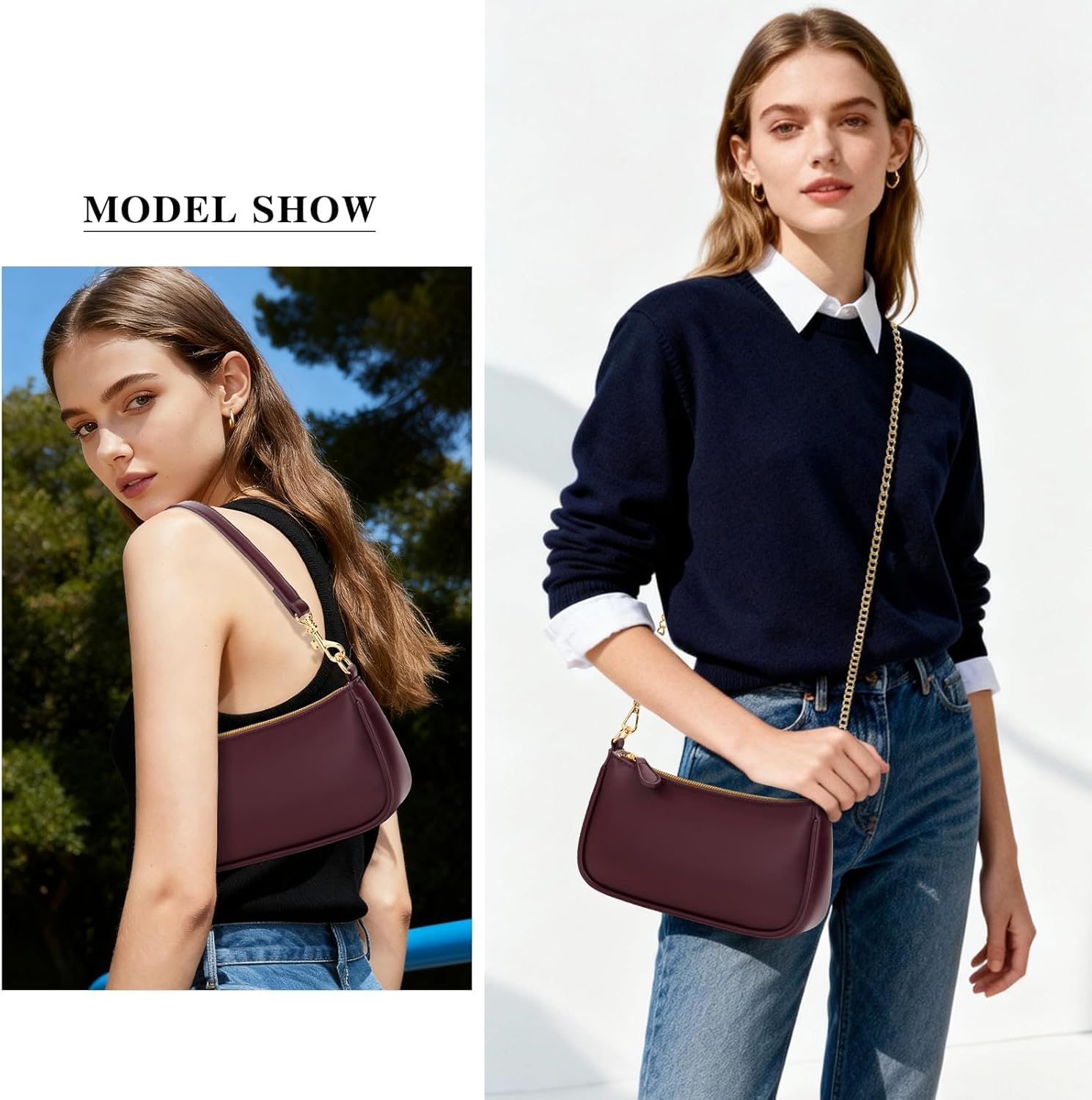 KKXIU Small Shoulder Bag for Women - Mini Purses for Women Vegan Leather Purse Classic Retro Handbag with Removable Strap - Image 2