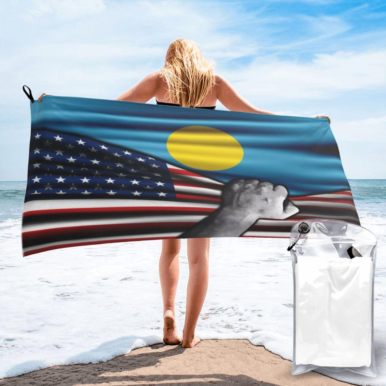 Toalla de sauna de secado rápido de Estados Unidos y Palaos de 70x140 cm para camping