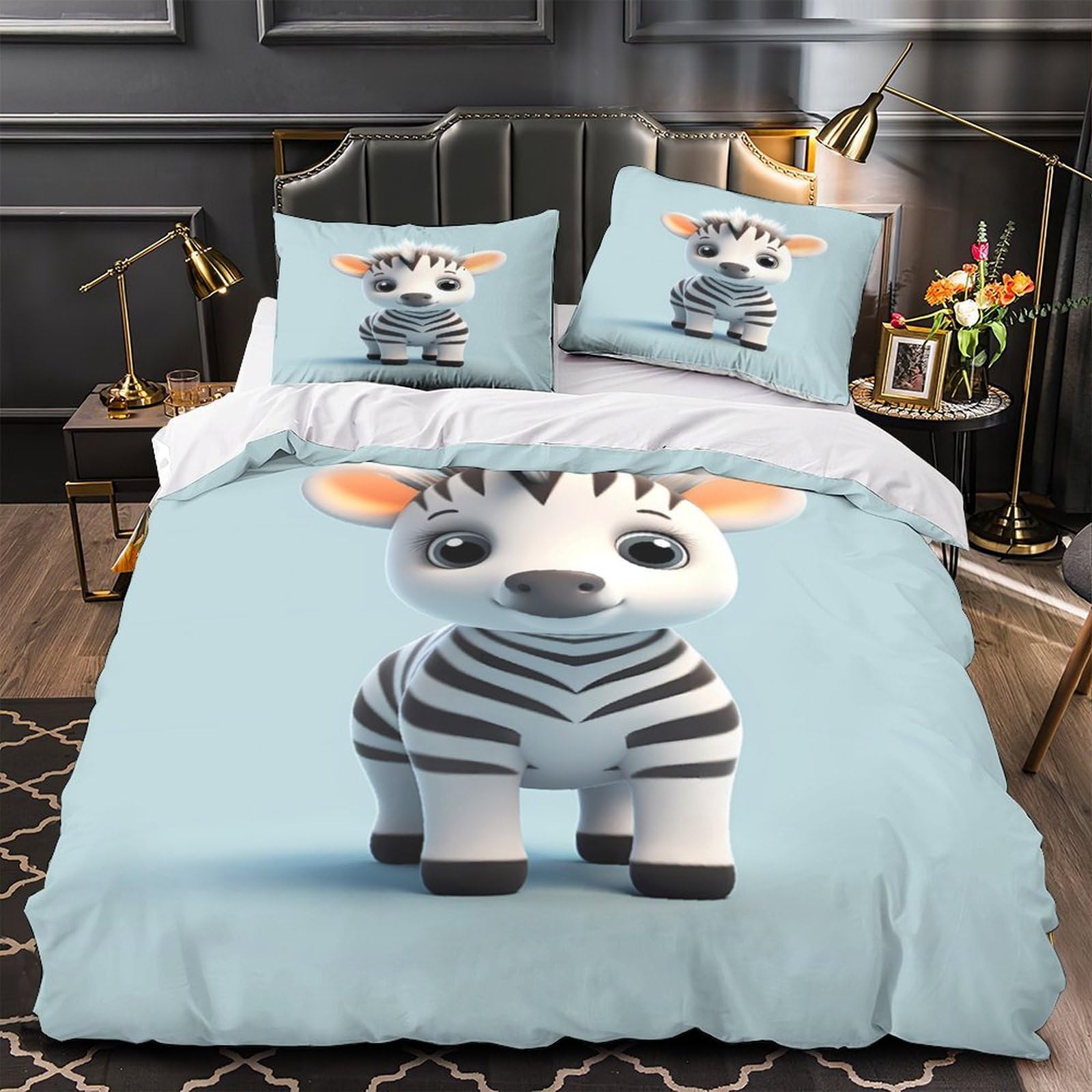 Housse de couette bébé zèbre pour relooker une chambre d'ado avec un linge de lit doux et léger